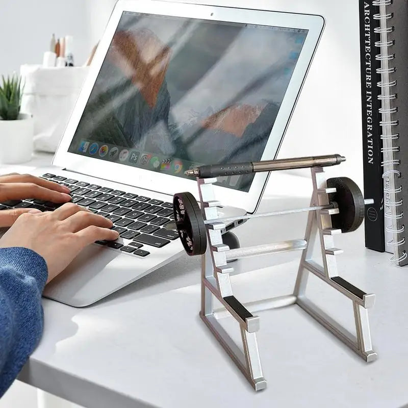 Barbell Rack Pen Holder Mini Squat Rack Ornaments With Barbells And Weights Creative Funny Weightlifting Gift Desk Organizer