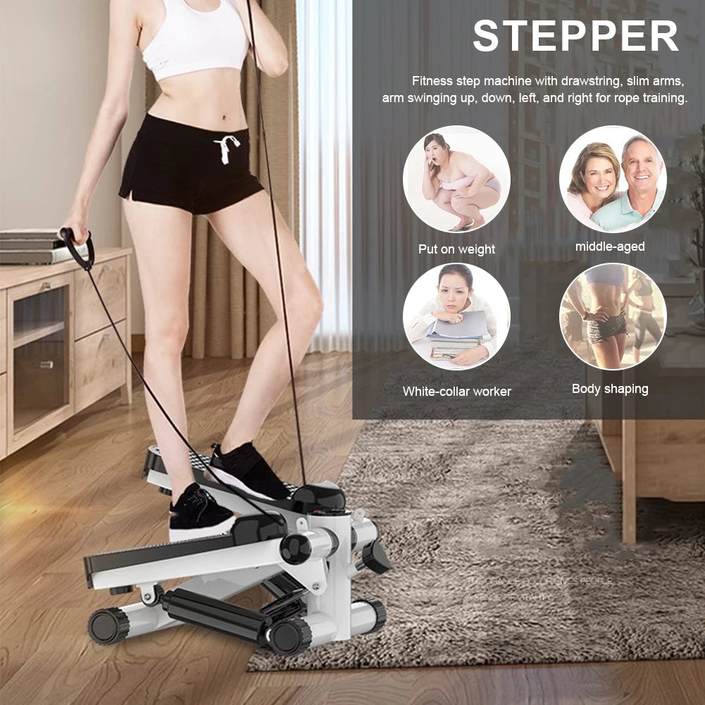 Mini Stepper Pedal Stepper Max 120kg Fitness Stepper LED Display Slimming Treadmill with Pull Rope Exercise Equipment