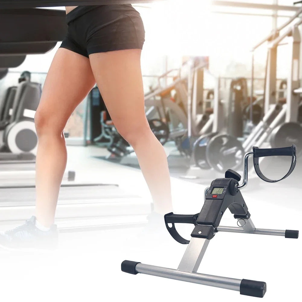 Mini Exercise Bike Folding Pedal Exerciser with LCD Display Adjustable Resistance Multifunctional Home Office Fitness Equipment