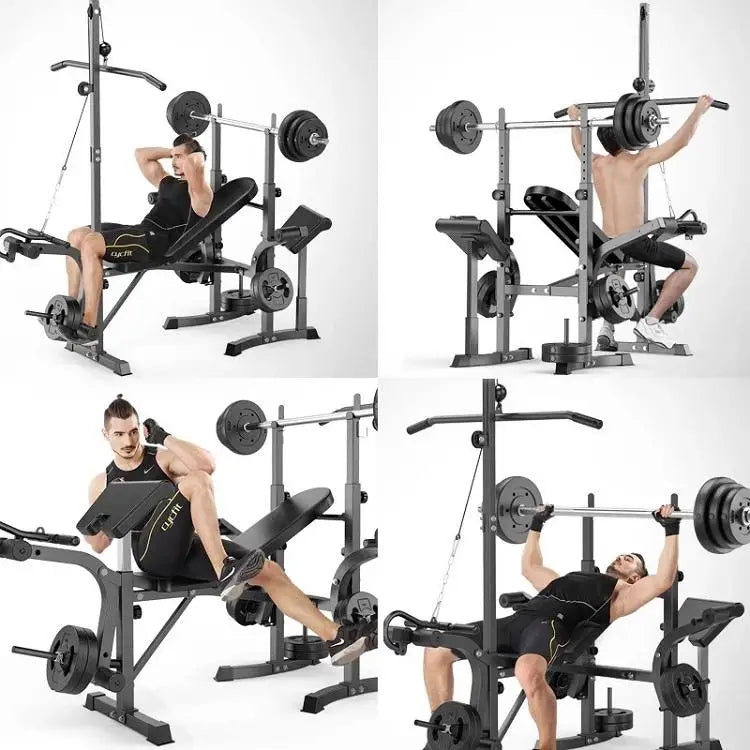 Fitness Equipment Adjustable Exercise Weight Lifting Barbell Bench Press Squat Rack Bench For Home Gym