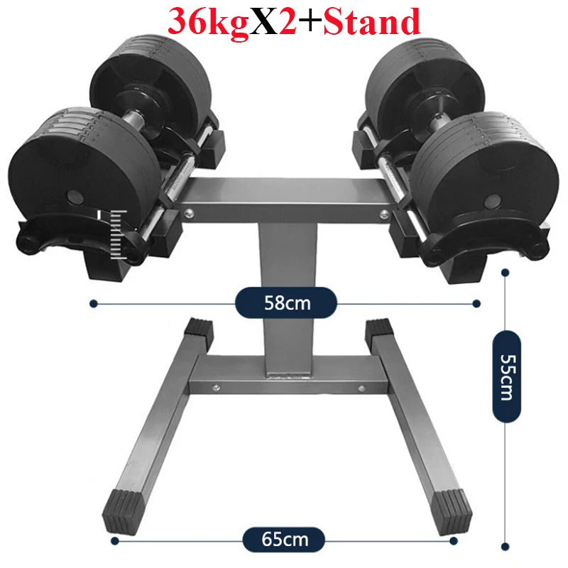 36KG Dumbbell Set With Stand Adjustable Weightlifting Fitness Dumbbells Door To Door