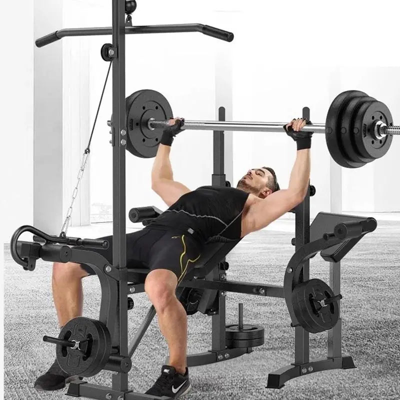 Fitness Equipment Adjustable Exercise Weight Lifting Barbell Bench Press Squat Rack Bench For Home Gym